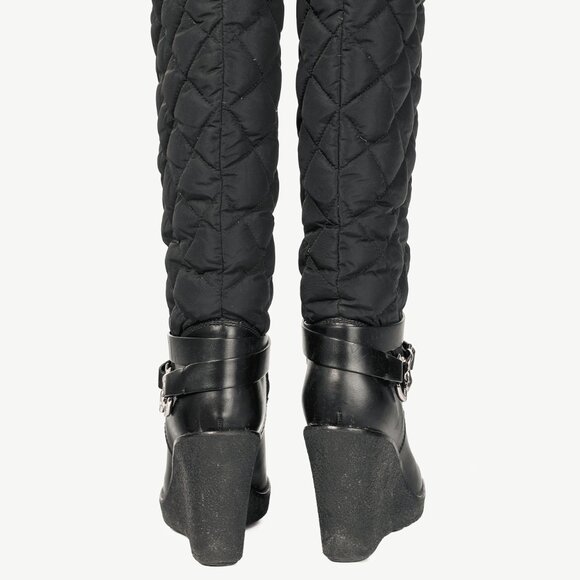 Moncler New Cernobbio Black Quilted Leather Wedge Boots - Picture 4 of 11